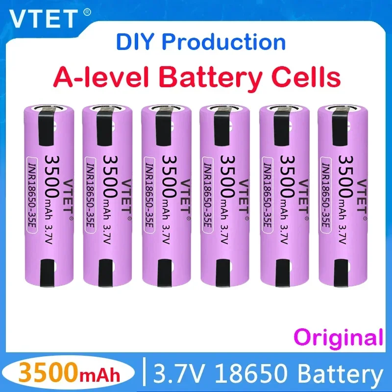 New 35E 18650 3500mAh High Power Discharge Chargeable Rechargeable Battery High Power Discharge, 30A High Current + DIY Nickel