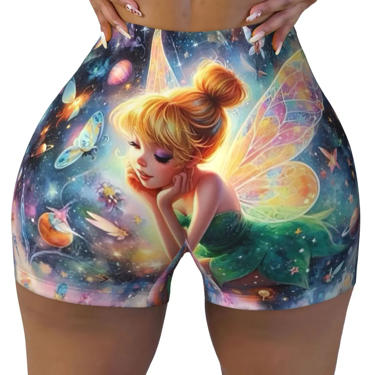 

Пользовательские шорты для бега и волейбола Tinkerbell, женские спортивные шорты для йоги в тренажерном зале