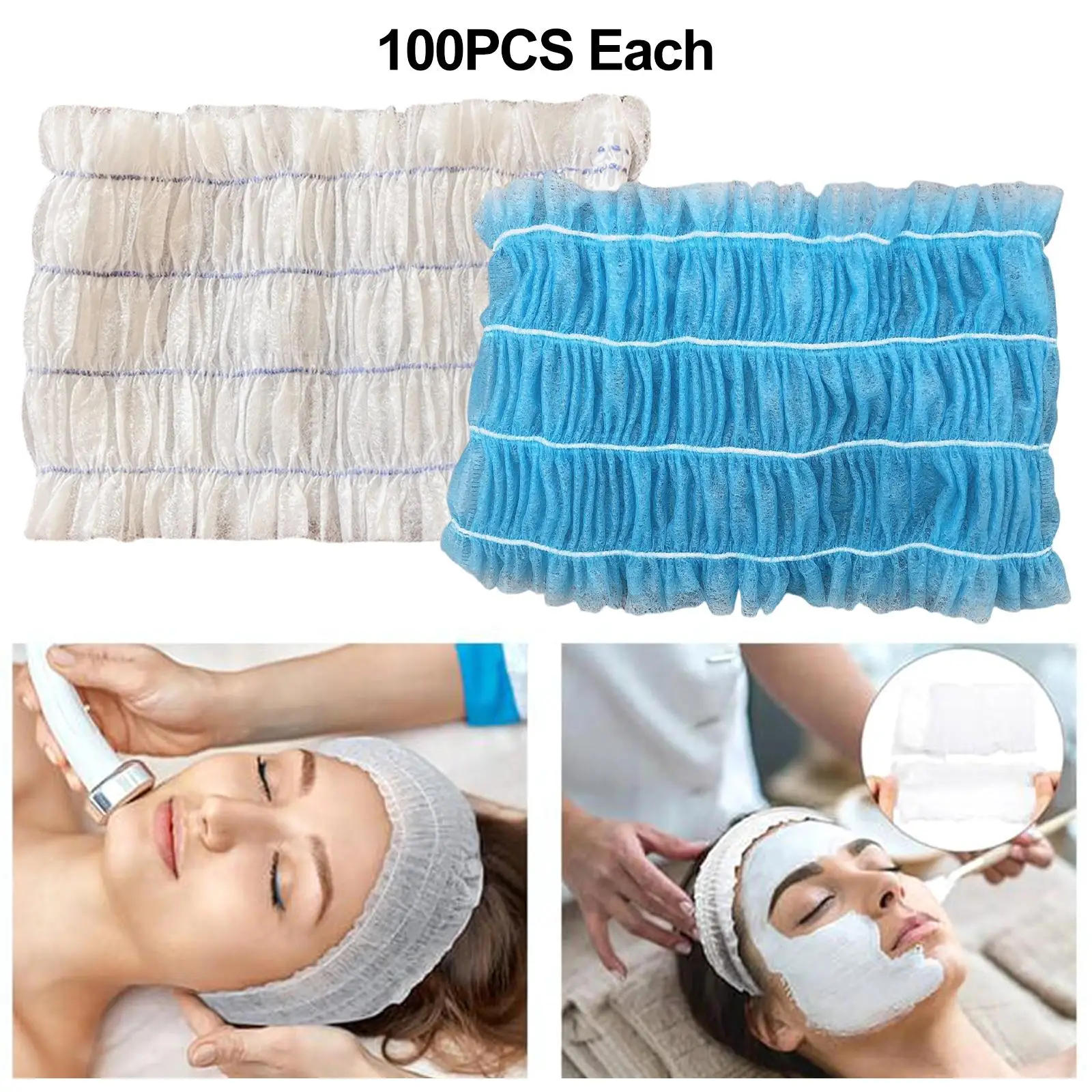 

100 Pieces Disposable SPA Headbands Women Girls Breathable Head Wraps Skin Care Hair Band Elastic Hairband for Makeup Skin Care