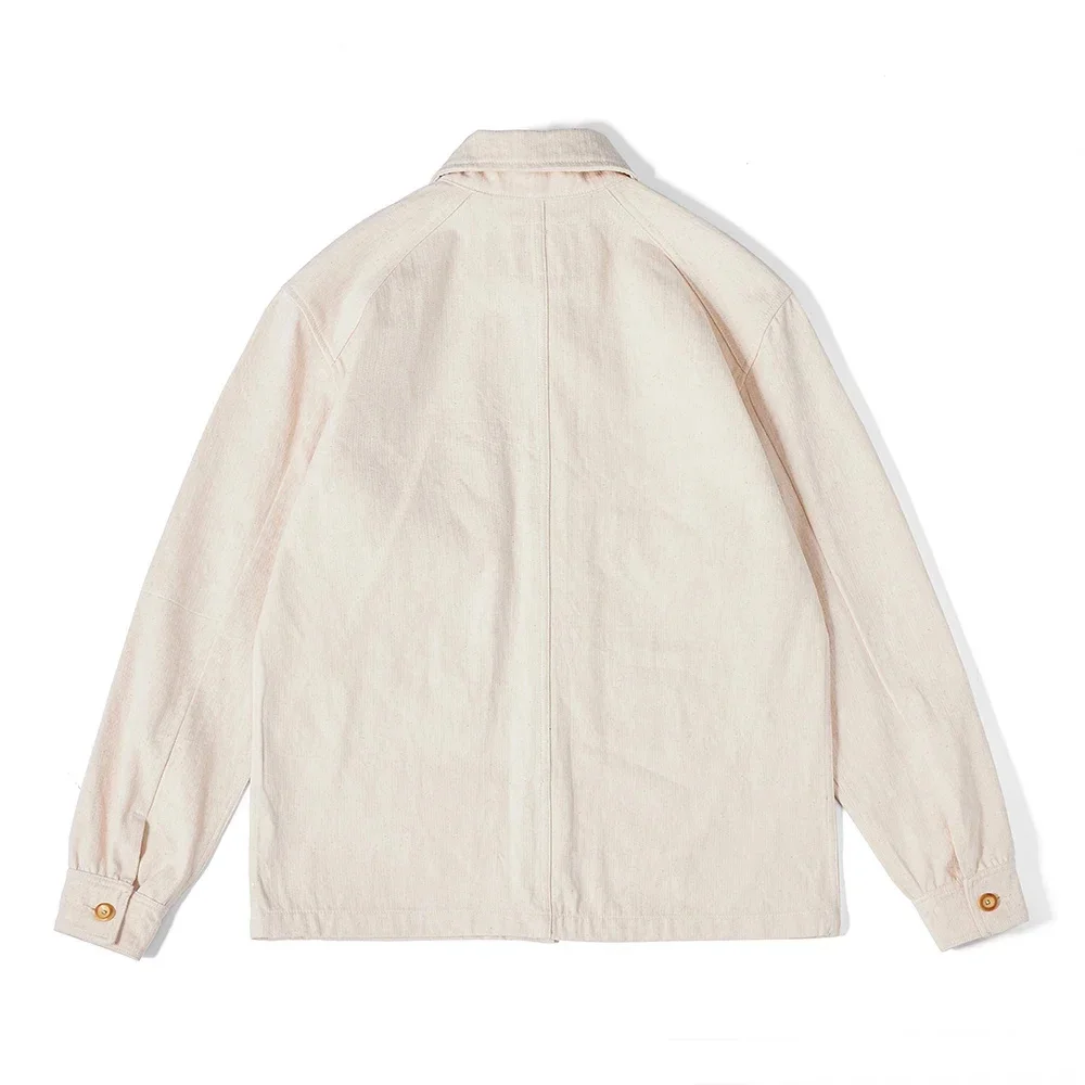 Amekaji Vintage Cargo Jacket Men Spring Autumn New Cotton Lapel Multi-pocket Casual Herringbone Fabric Cardigan Coat