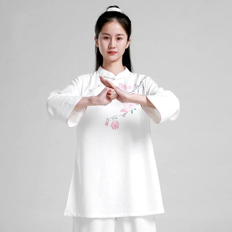 Wushu Clothing Hand-painted Tai Chi Clothes Kung Fu Dress Martial Art Uniform Girl Women Kun Master 2023 New Style White