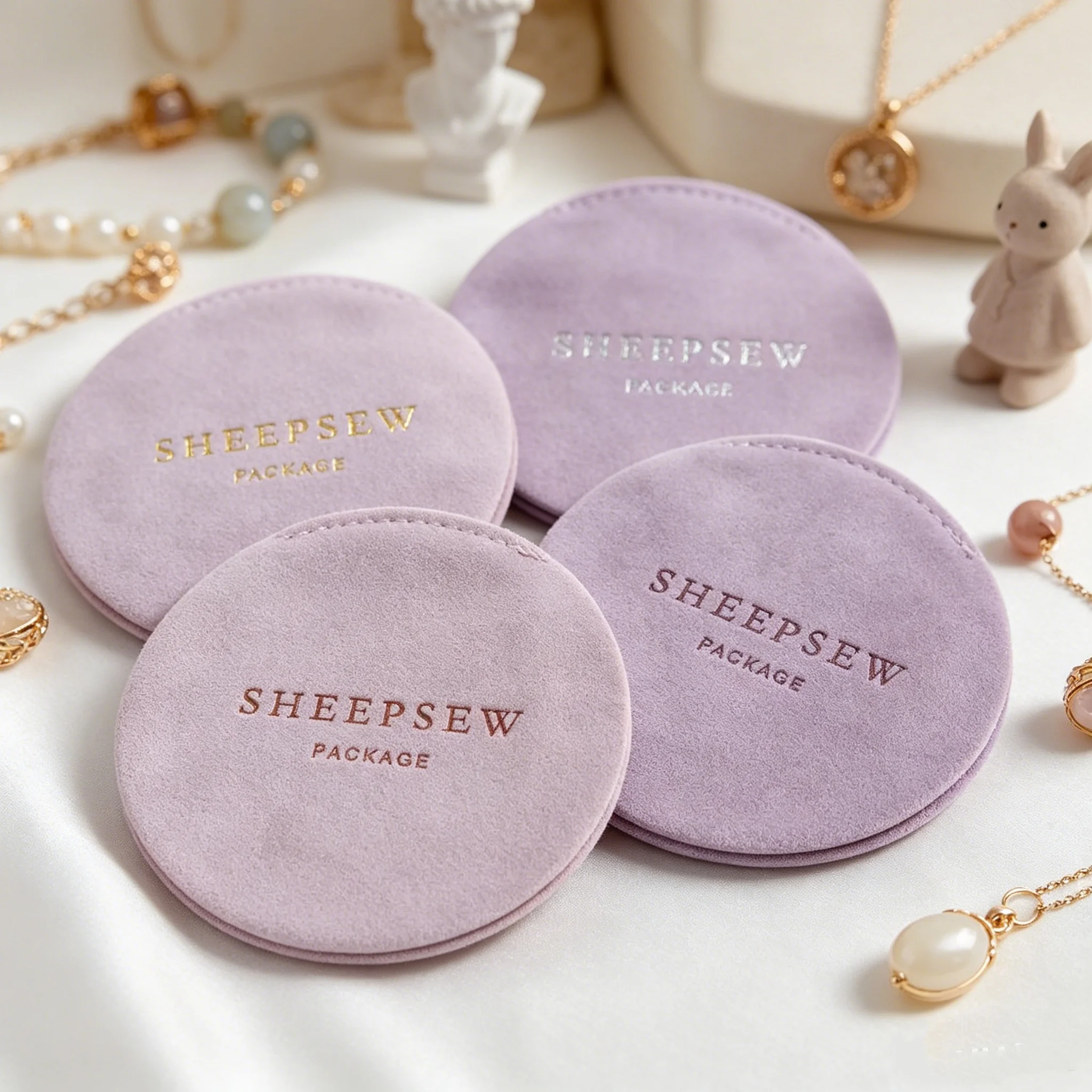 

SHEEPSEW Suede Microfiber Jewelry Pouch Gift Bag Necklace Packaging with Custom Logo