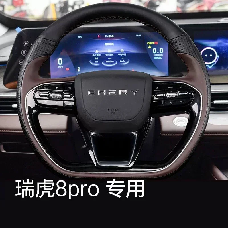 

DIY Hand Sewing Car Steering Wheel Cover for 2022 Chery Tiggo 8 Pro Arrizo 8 PLUS Car Genuine Leather Interior Accessories