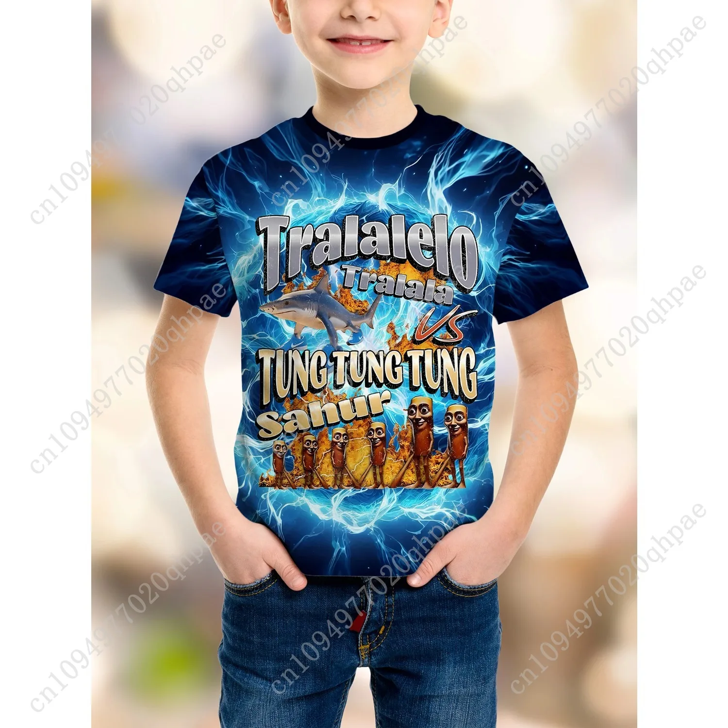 ملابس جديدة تي شيرت موضة TungTungTung Sahur Bombardiro Crocodilo للأطفال كارتون تي شيرت بدلة للأولاد أنيمي Ai لعبة قصيرة الأكمام #6