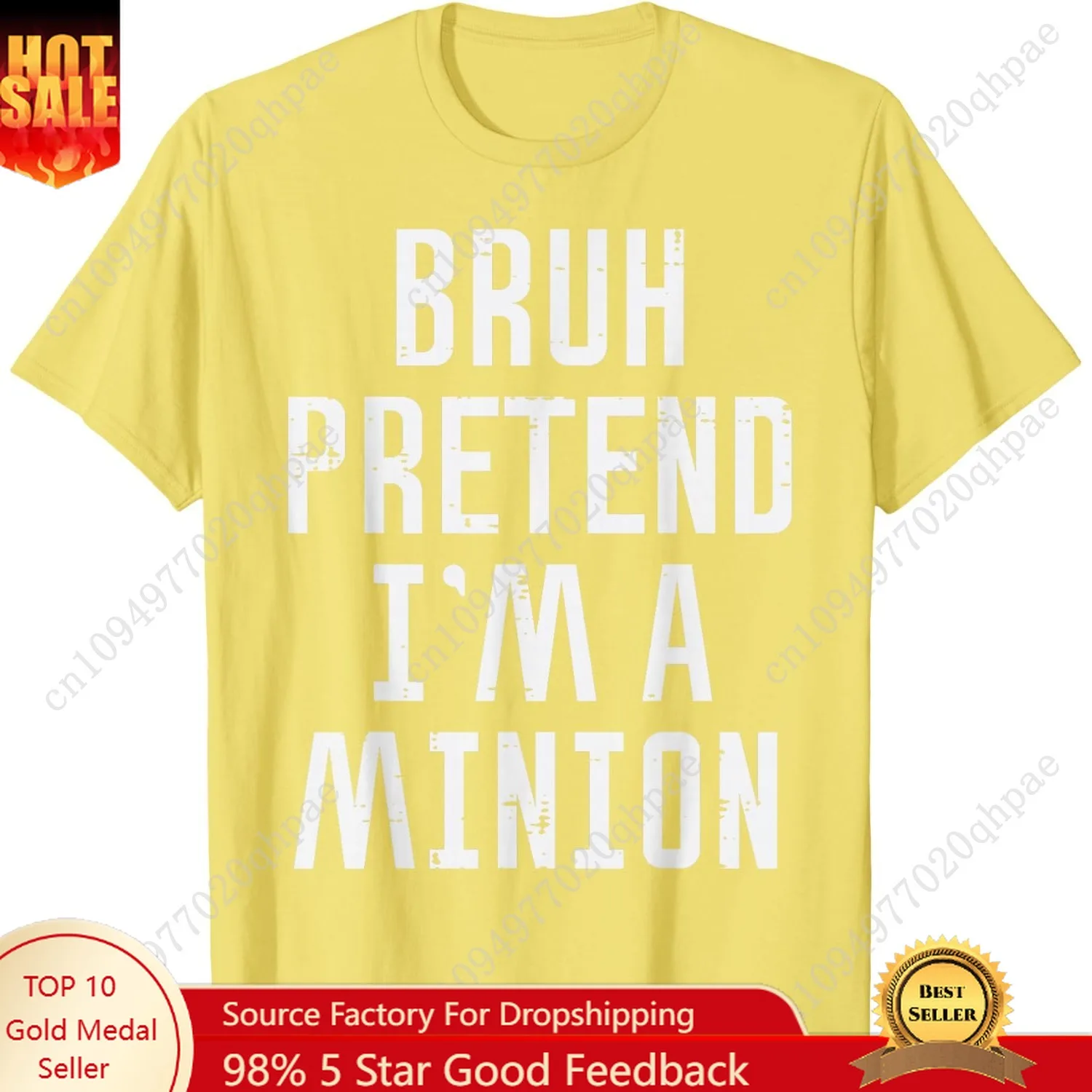 Halloween Bruh Pretend Im Minion Funny Costume Women Kid Men T-Shirt
