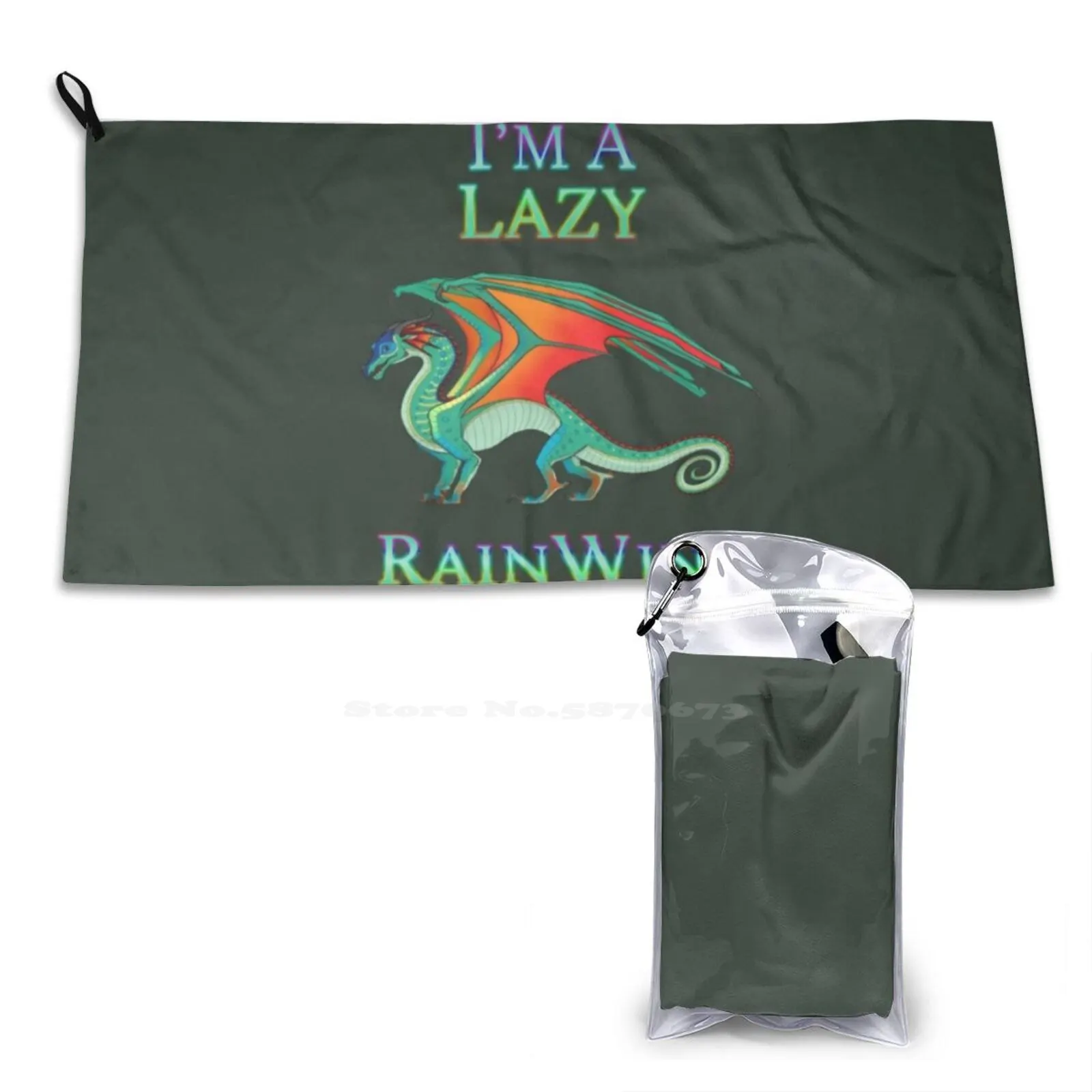 I'M A Lazy Rainwing Custom Soft Bathroom Towels Home Outdoor Wings Of Fire Wof Rainbow Forest Dragon Chameleon Tui Sutherland