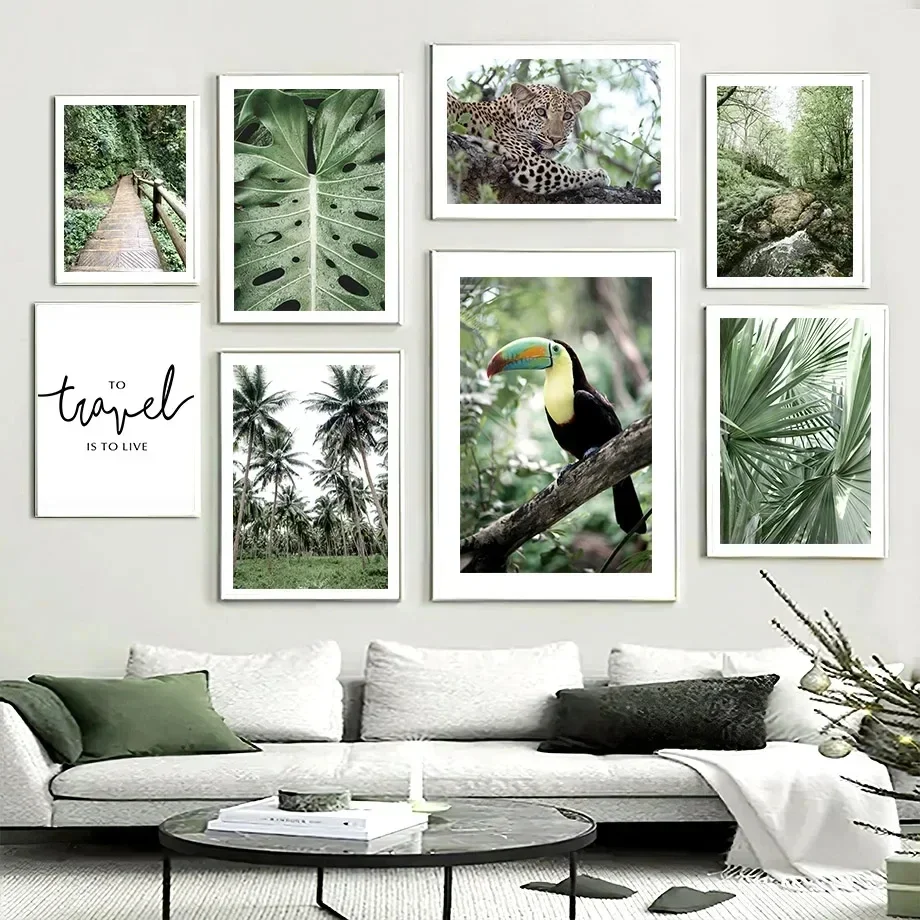 

Toucan Leopard Leaves Jungle Animal Photo Wall Art Canvas Painting Nordic Posters And Prints Wall Pictures For Living Room Decor