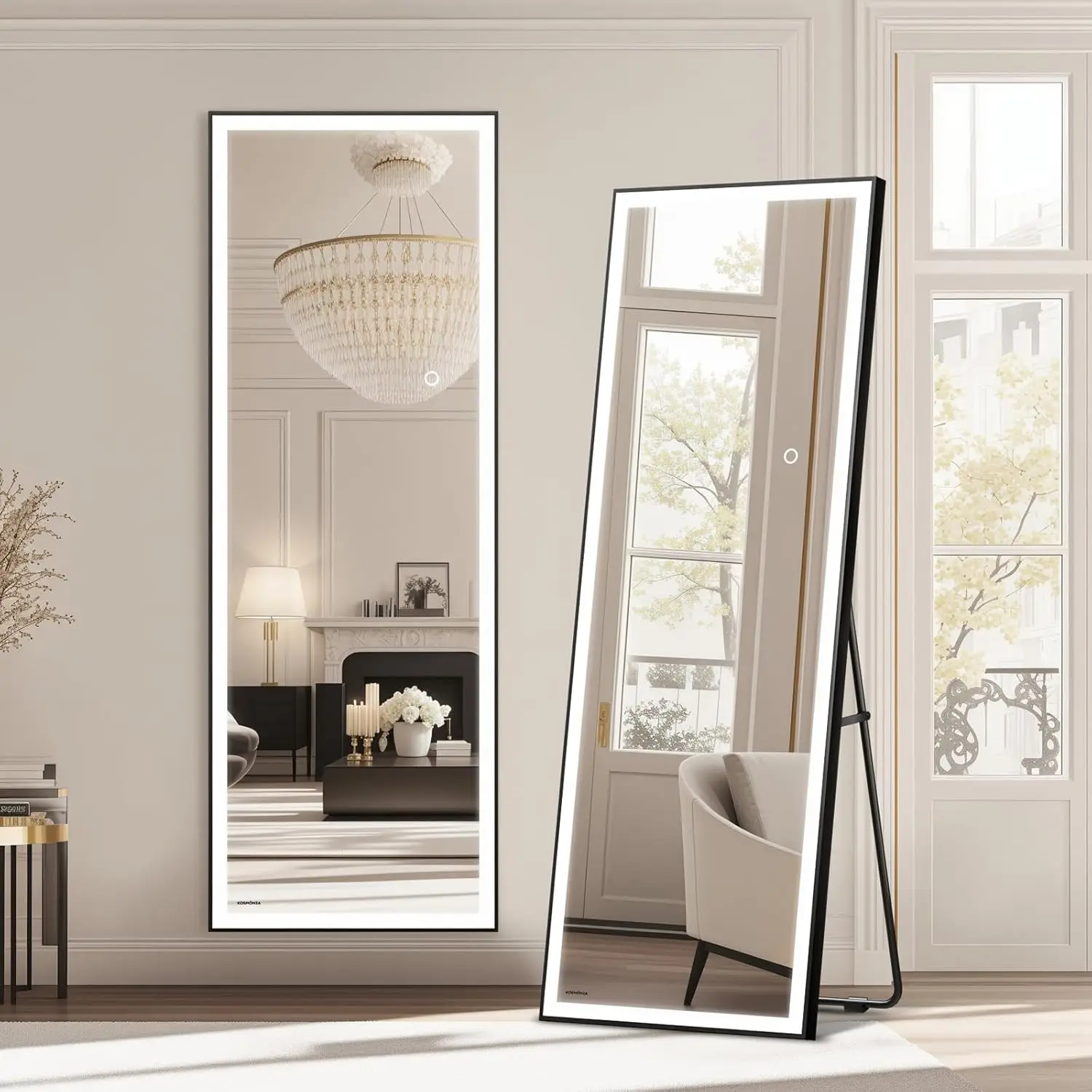 

64x21 Full Length Mirror with Dimmable LED Lights, Distortion-Free Silver Coating, Shatter-Proof Safety