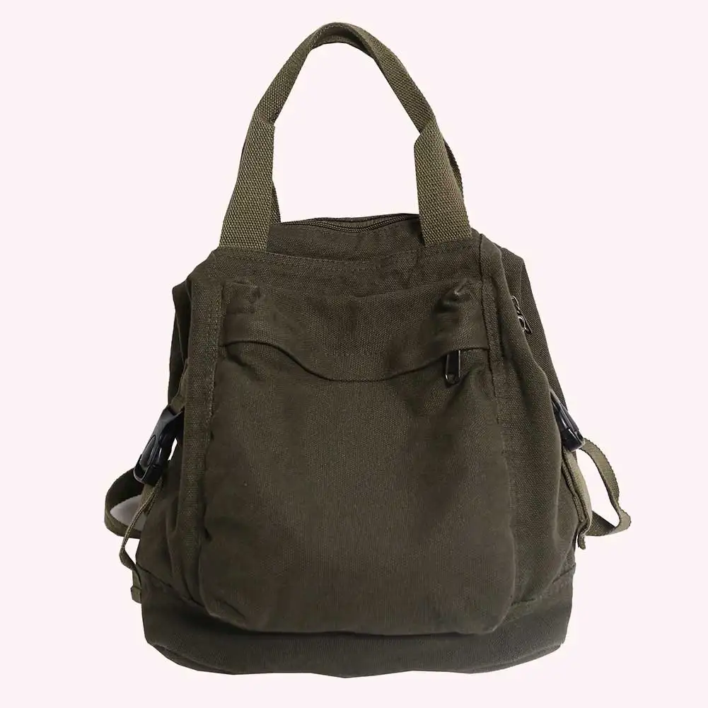 Canvas-Rucksack, einfarbig, Pendeln, Schultasche, Schulrucksack, ästhetischer Hippie-Y2K-Rucksack für Frauen und Mädchen