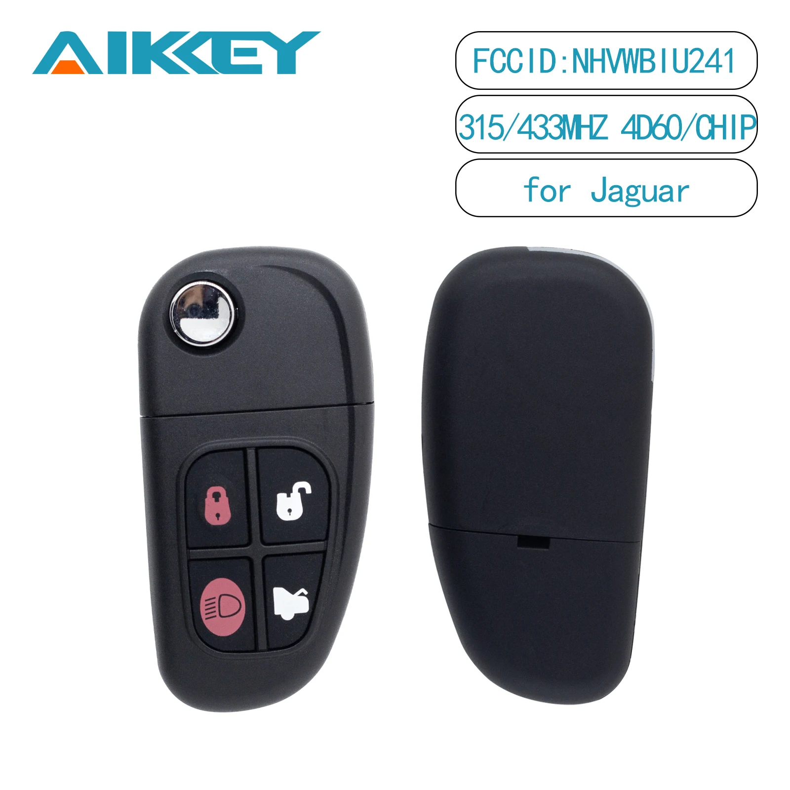

315/433MHz 4 Buttons Flip Remote Control Car Key Fob Case 4D60 Chip NHVWB1U241 For Jaguar X-Type XJ8 S-Type