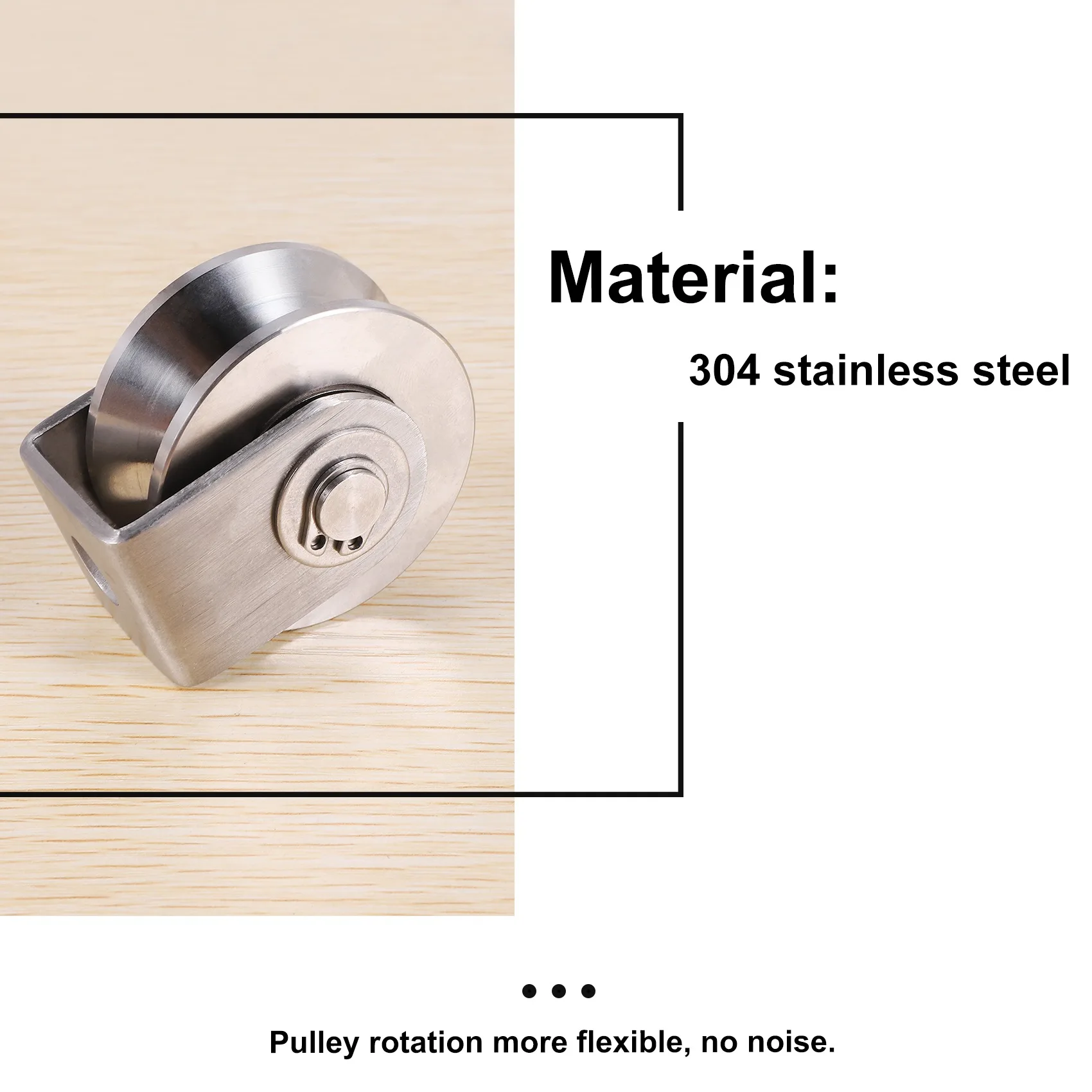 Roulement de roue de porte marketen acier inoxydable 304, rouleau de poulie de type V, 2 pouces, adapté à la manutention et au déplacement des matériaux