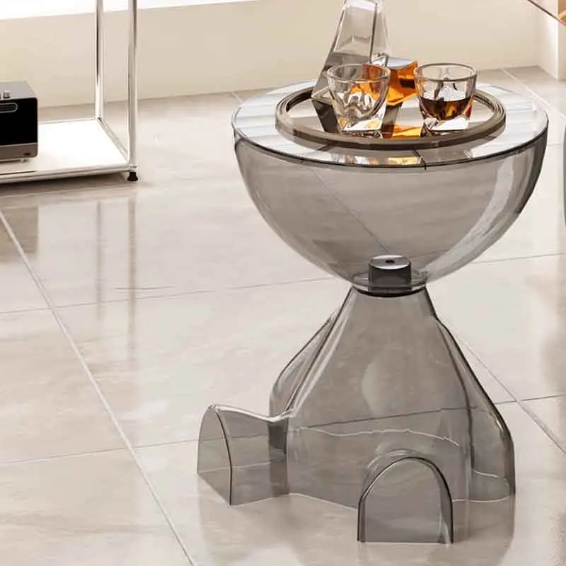 k*-Cartoon Coffee Table, Transparent Plastic Tea Table, Living Room Sofa Side Table, Storage Desk
