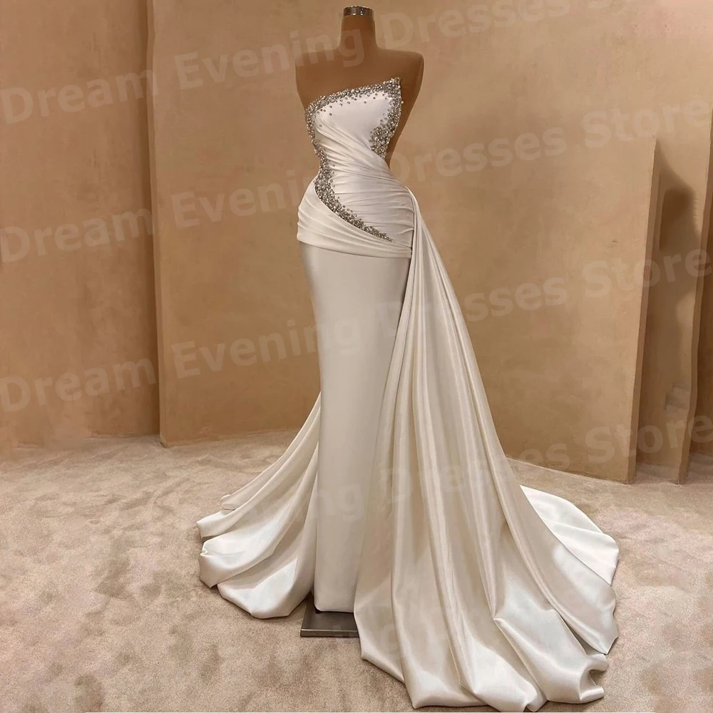 

Charming Mermaid Women's Evening Dresses Customized Pleated فساتين للمناسبات الخاصة Prom Gowns Beading Vestidos De Graduación