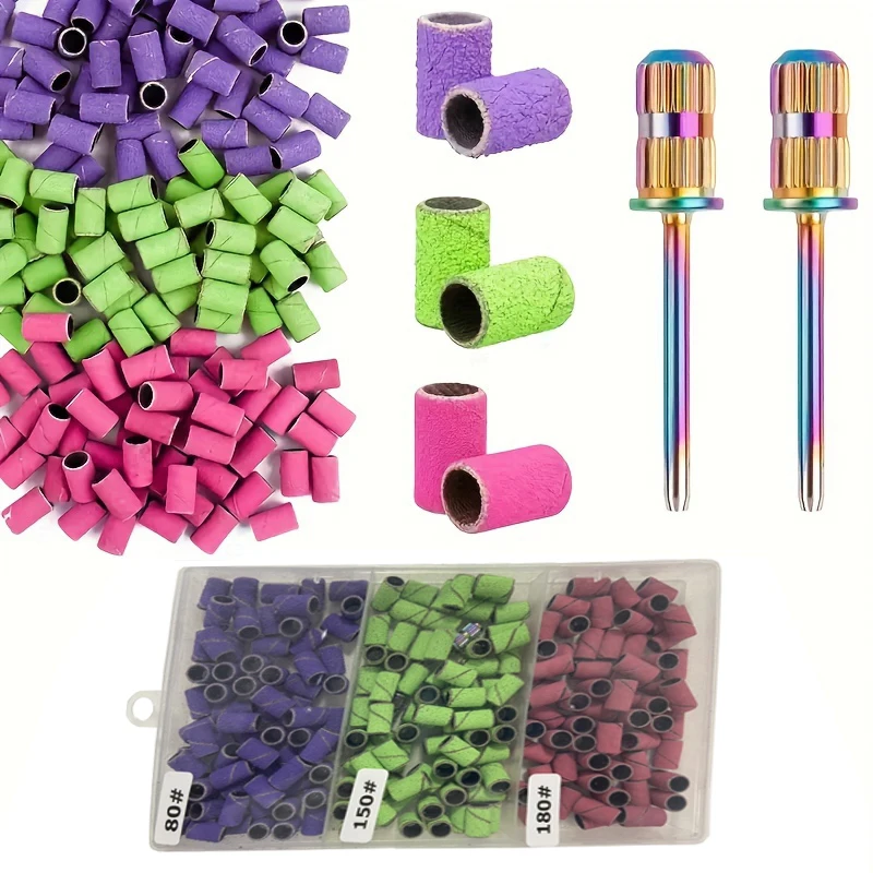 

Boxed Nail Sanding Bands With Mandrel Drill Bits for Electric Machine File Grinder Sand Band Set Acrylic Nails Gel Polish Remove