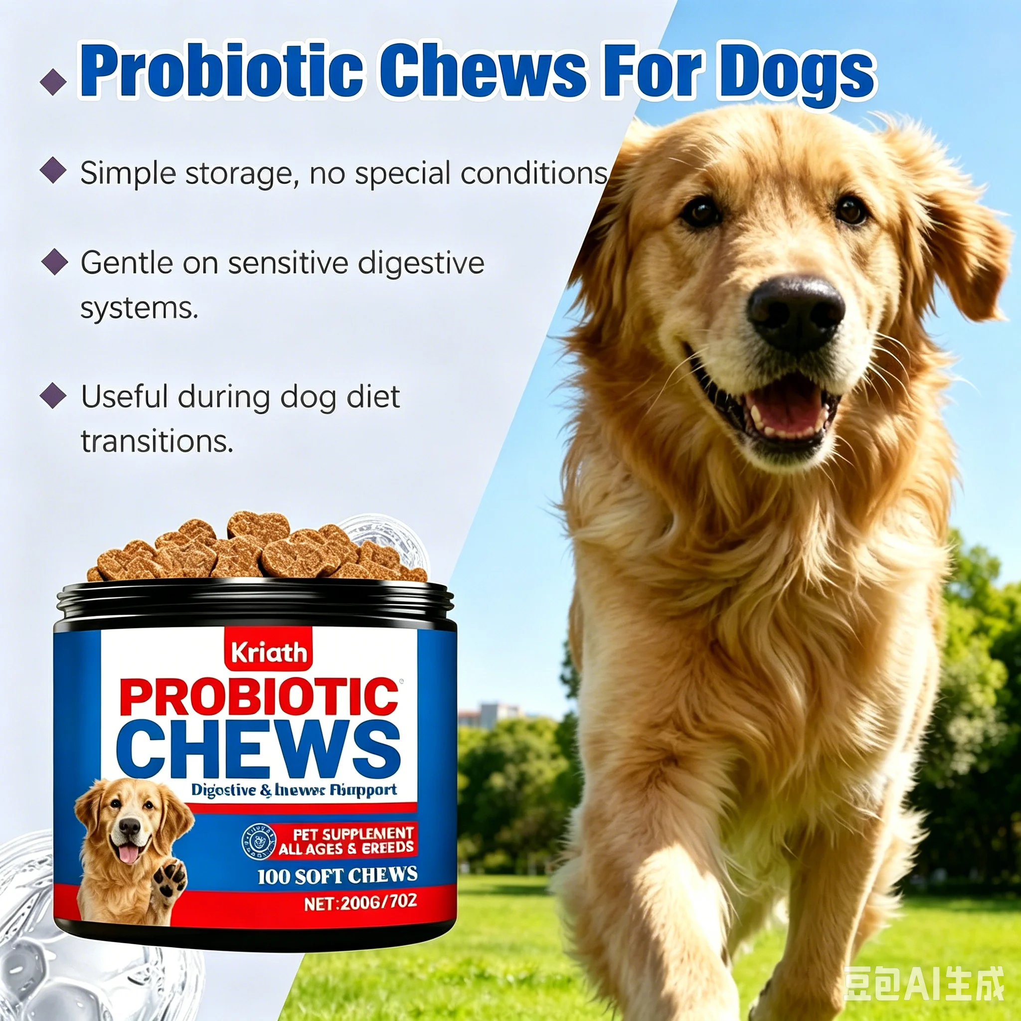 Gut Health Supplement For Dog Digestive Health Relieves Gas Natural Treats Gut Support Digestive Care Dog Probiotics Soft Chews