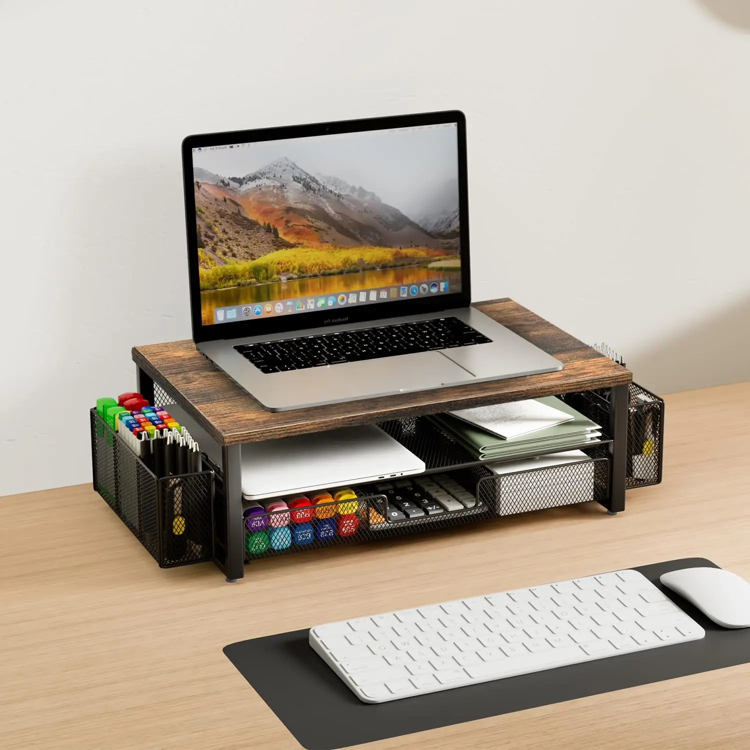 Monitor Stand Riser, Desk Organizer With Drawer And , 2-Tier Computer Stand, Office Desk Accessories, Office