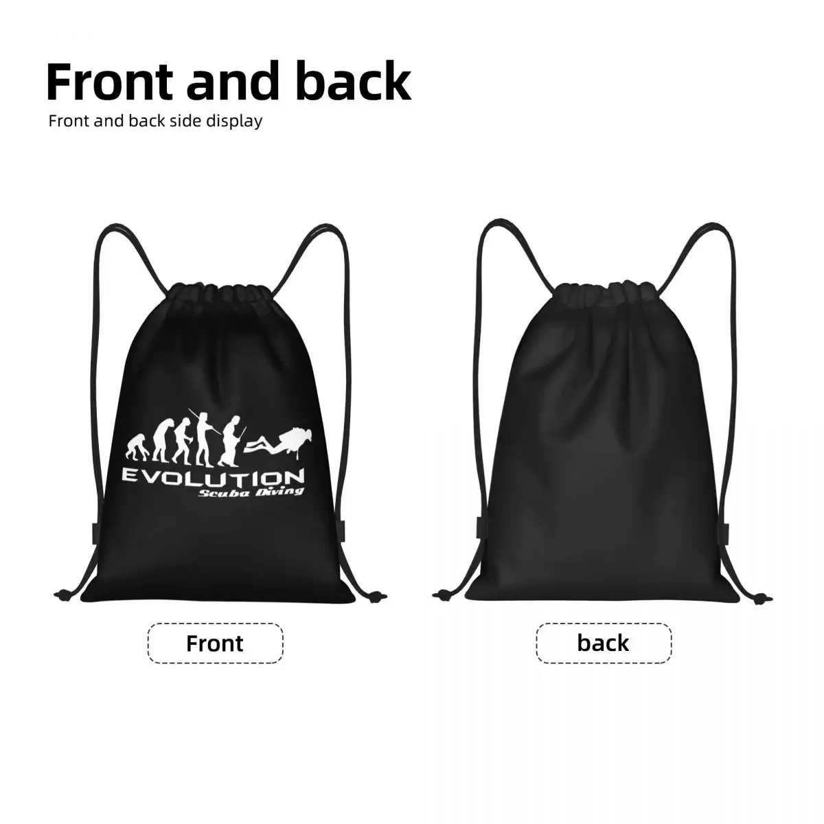 Custom Evolution Of Scuba Diving borsa con coulisse sport portatile Gym Sackpack divertente subacqueo Diver Gift Training zaini