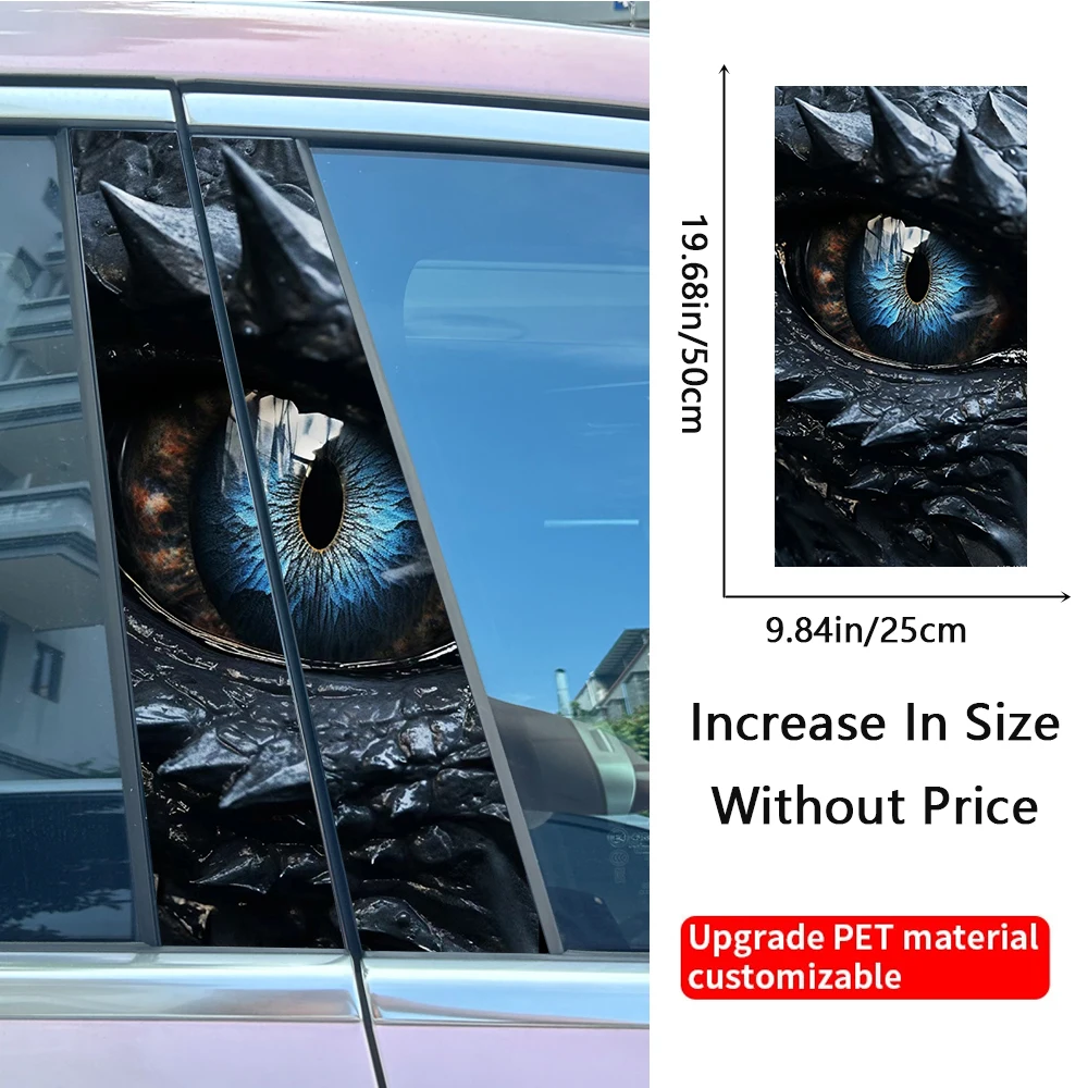 Dragon Eyes Car Stickers Auto B Pillar Waterproof Animal Decor Cover Scratches Car Doors Pillar Decals Horrible Halloween Day