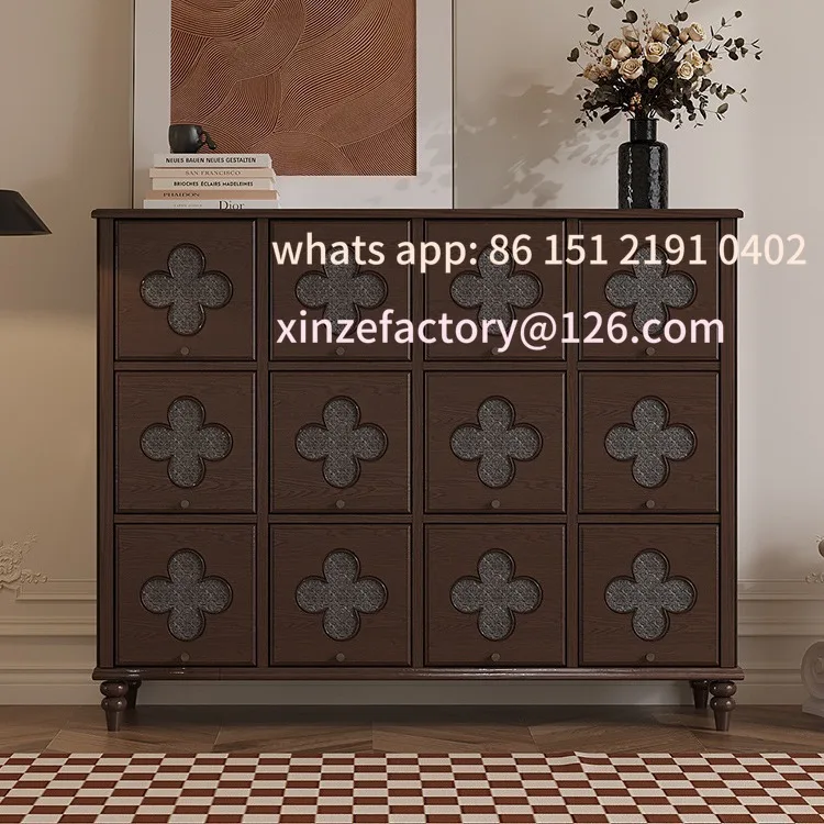 Customizable French retro four-leaf clover solid wood chest guest dining room side cabinet bedroom twelve cabinets