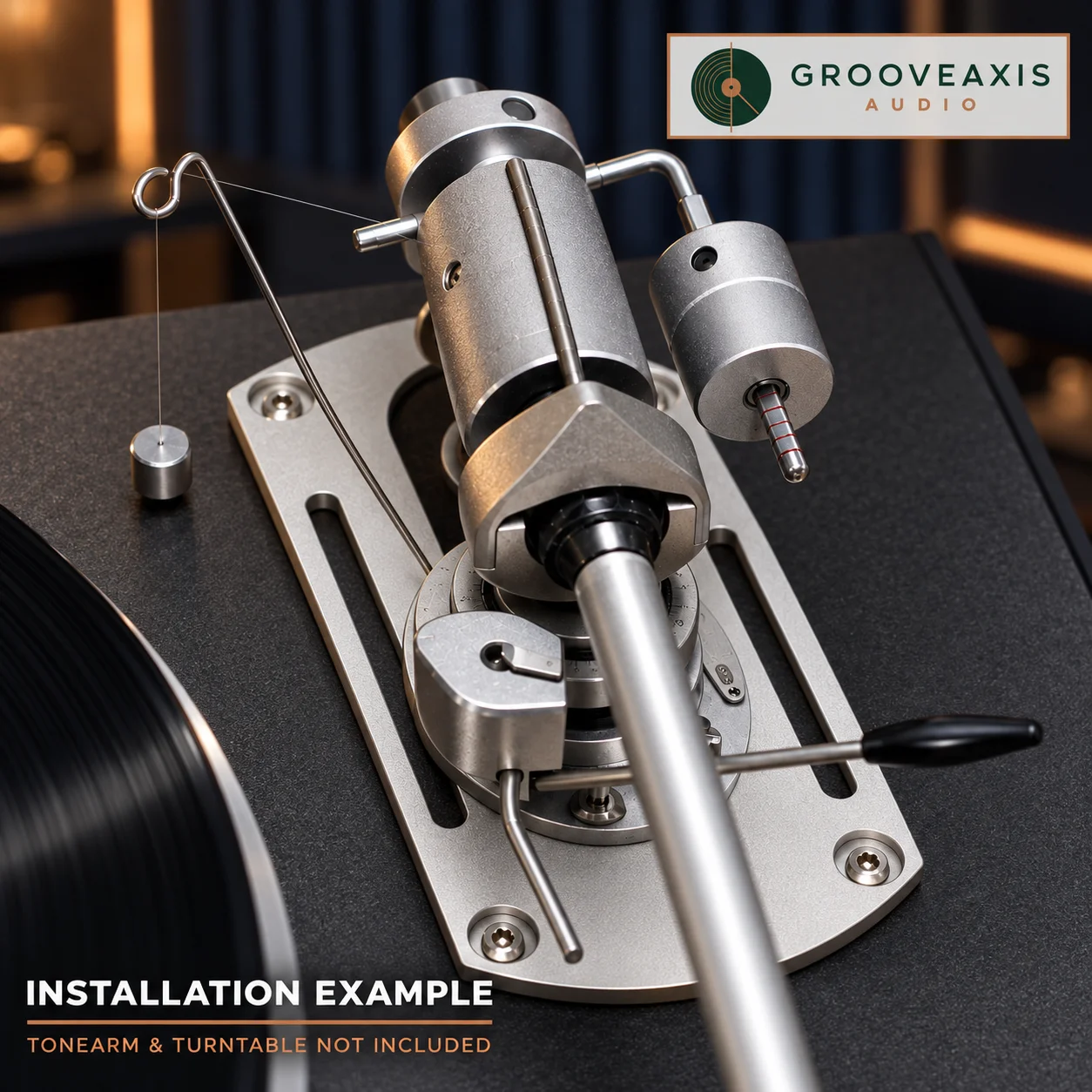 Adjustable Armboard Base GROOVEAXIS 2.5mm Stainless Steel SME Tonearm Mounting Board for Vinyl Turntable Upgrade