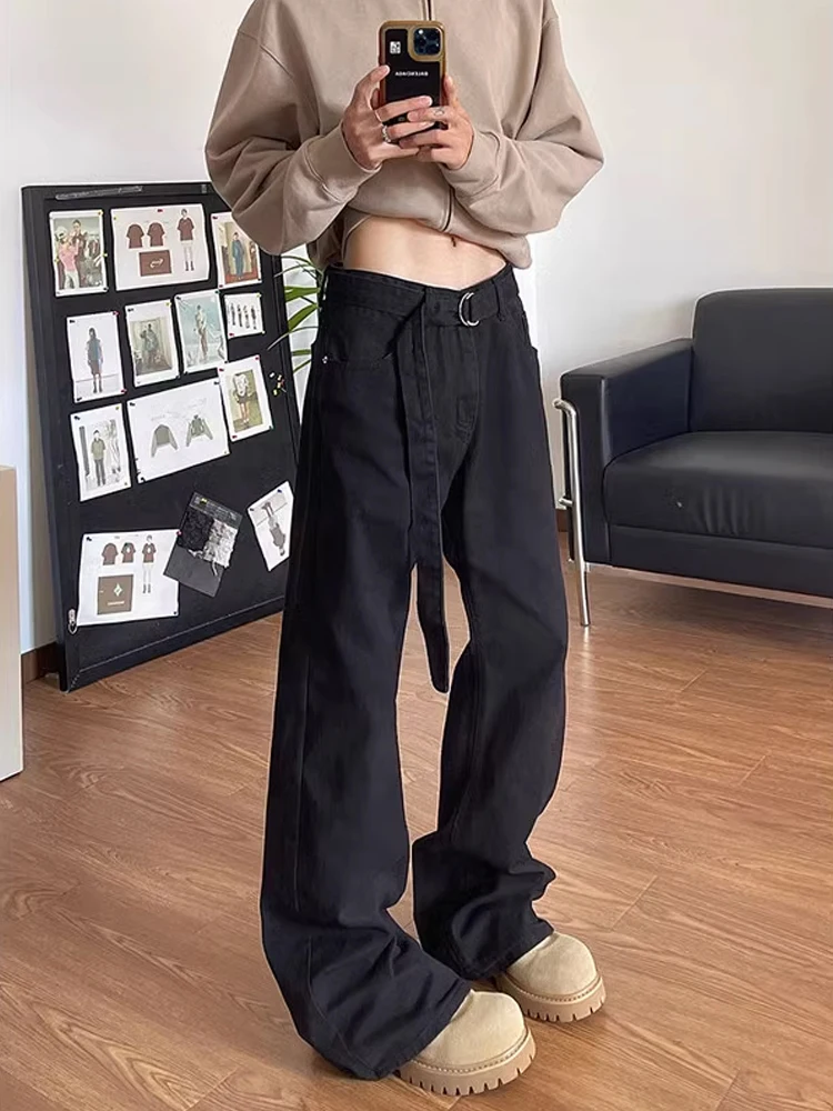 

Cleanfit Belted Casual Workwear Pants Men's Autumn Winter Sle Knife Loose Fit Jeans mid Waist Long Trousers