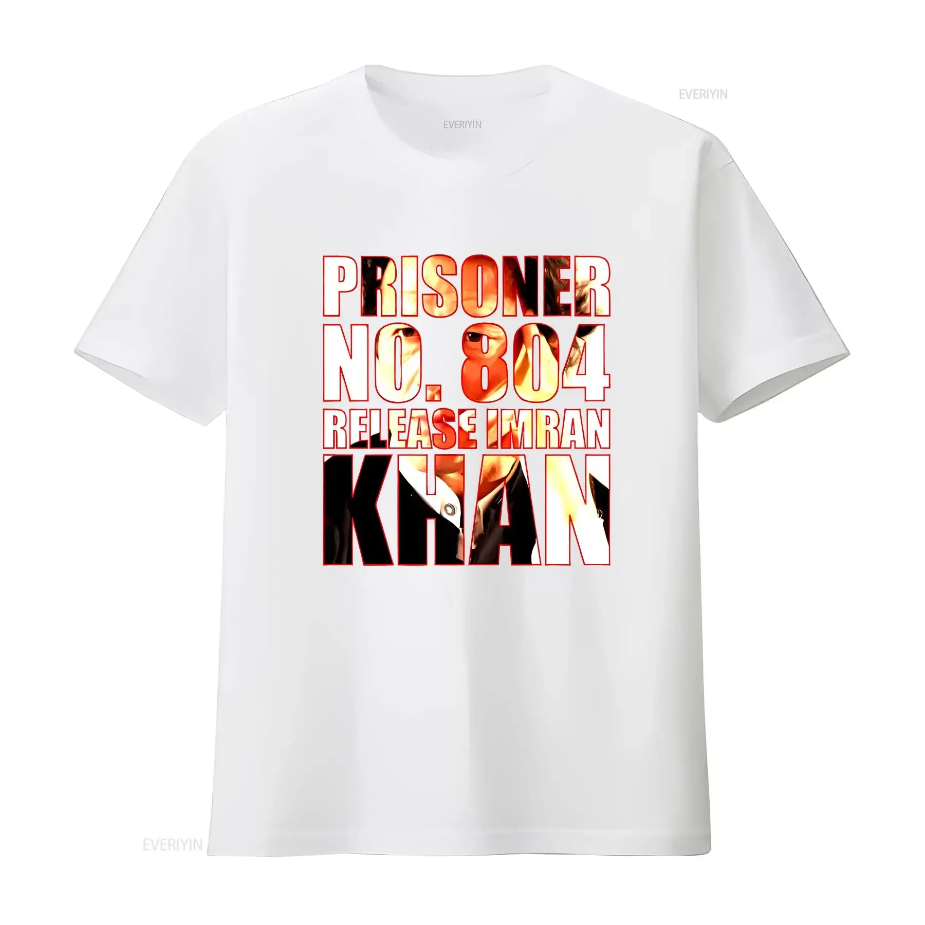 إطلاق إمران خان تي شيرت سجين رقم 804 احتجاج PTI باكستان بريم وزير خمر غسلها للجنسين مصمم الملابس تنفس