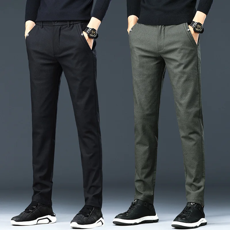 

2026 Spring Summer Men's Straight-Leg Slim Fit Stretch Tapered Jeans Elastic Waist Work Pants