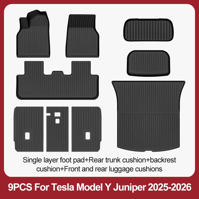 BYTON Voor Tesla Model Y Juniper 2025-2026 Premium/Performance TPE Vloermatten Bagagebak Automatten Slijtvaste Matten Waterdicht