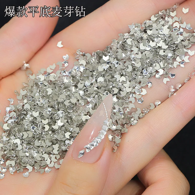 50PCS Sparkle Mini Clear White Wheat Ear Shape Flatback Diamond Crystal Nail Art Rhinestones Decorations Manicure Glitter Charms