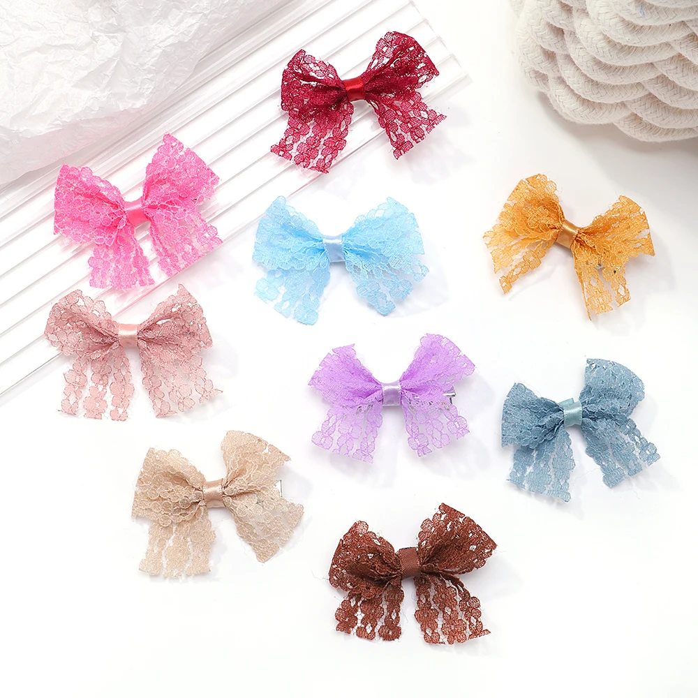 

6pcs/set New Sweet Lovely Girls Kids Cloth Lace Lolita Bow Hairpin Hair Clips Princess Hair Accessories Baby Barrettes Wholesale