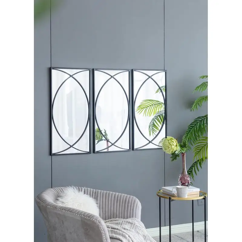 

32 Inch Rectangular Wall Mirror with Black Frame for Home Decor in Living Room Bedroom Entryway