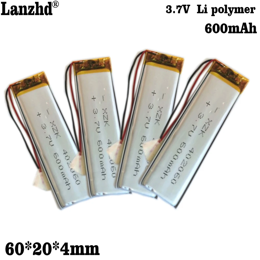 1-12 sztuk 402060 3.7V 600mAh litowo-polimerowa bateria bateria litowo-jonowa dla rejestrator dźwięku przyrząd kosmetyczny laserowa drukarka kodów