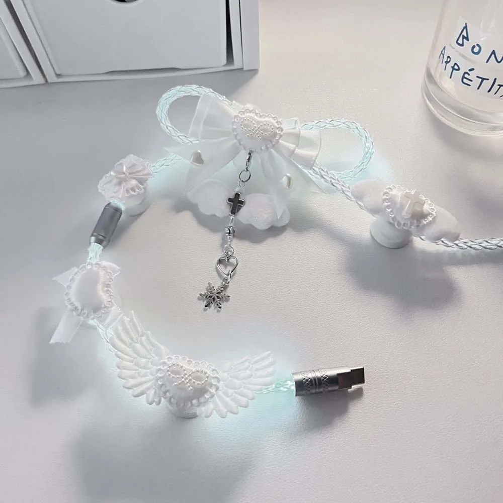 1.3m Handmade Bow Tie Type C Magnetic Keyboard Cable 8K High Refresh Rate White Light Aviator Wire Custom Decorative Accessory