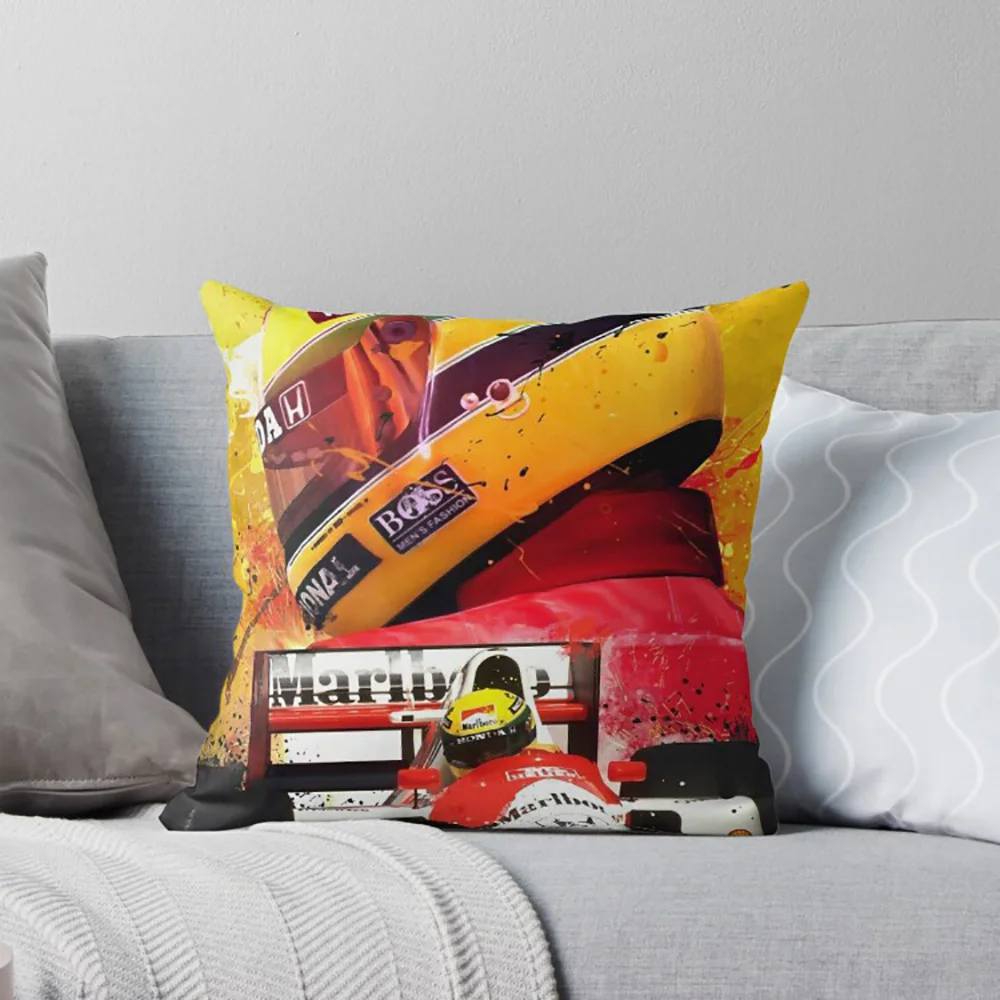 Ayrton Senna The Legend formula 1 F1 driver Polyester Cushion Cover Gift Throw Pillow Case Cover for Home Double-sided Printed