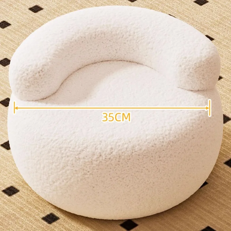 Soft Sofa Stool Household Round Stools Imitation Lamb Cashmere Ottoman Wooden Adults Feet Rest Bedroom Footrest Home Furniture