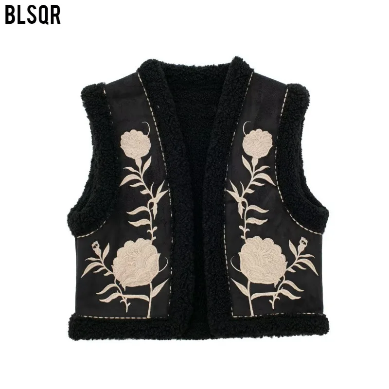 

Женский приталенный двусторонний жилет, осенне-зимний новый модный короткий жилет с вышивкой для тяжелой промышленности