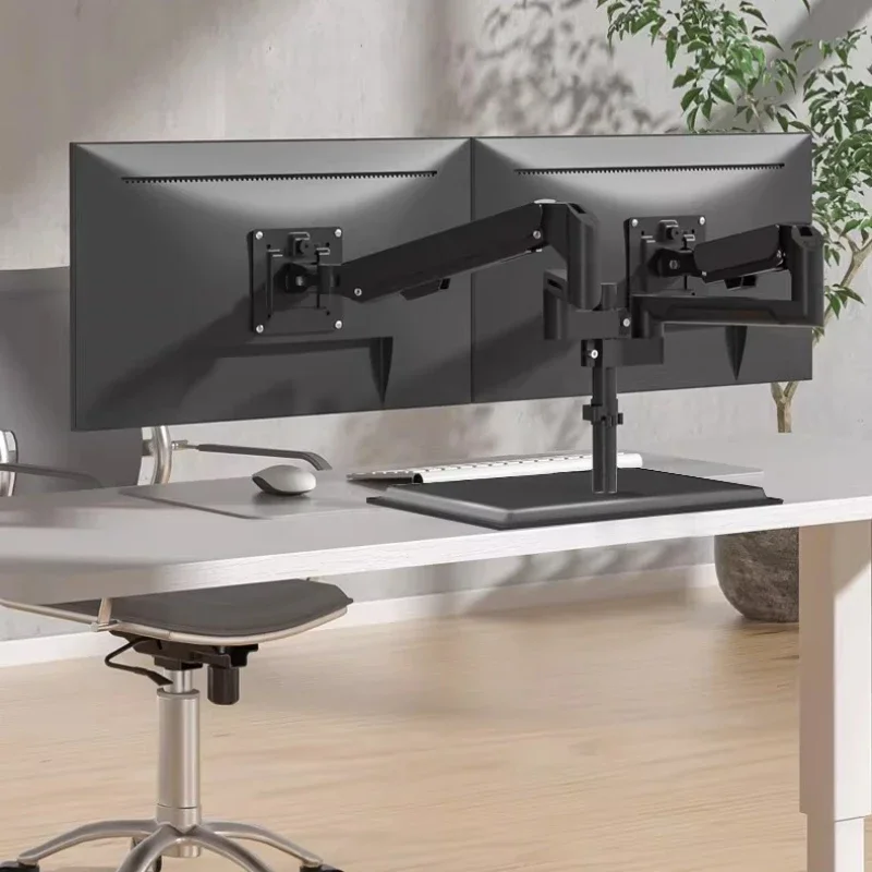dual-screen monitor bracket, desktop base without punching holes, one support and two lifting splicing screens