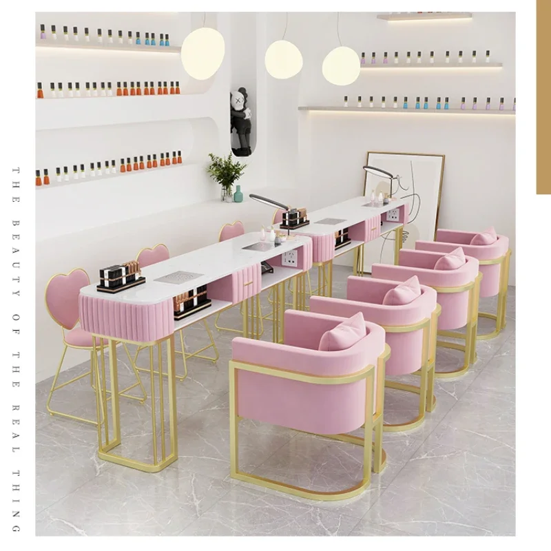 

Cream Style Nail Tables Modern Fashion Durable Makeup Dressing Tavolo Manicure Reception Mesa De Manicura Salon Furniture