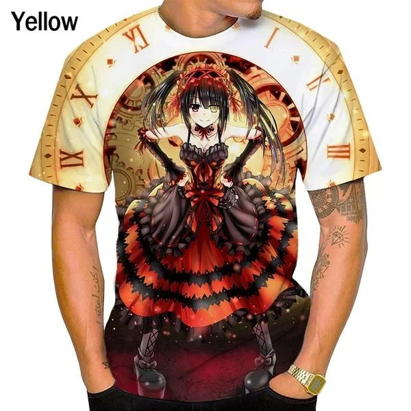 2024 Summer New Anime DATE A LIVE Kurumi Tokisaki 3d Print Unisex T-Shirt Casual Harajuku Short Sleeved Man Clothing