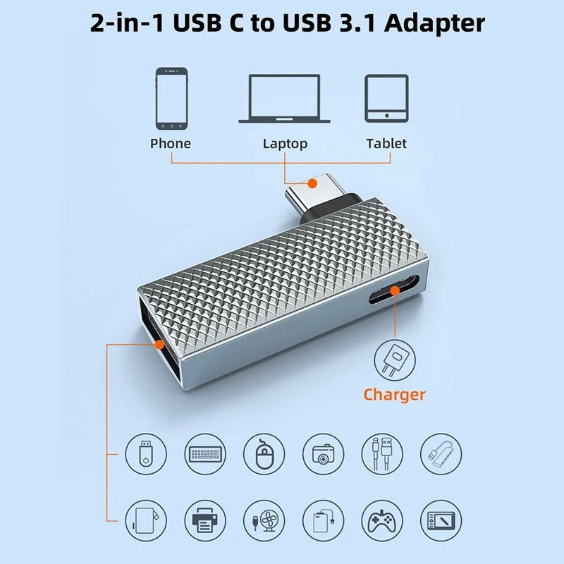 2 in 1 USB C to USB 3.1 Adapter with 100W Type C Charging Port, Thunderbolt 4/3 OTG Converter for Steam Deck, Rog Ally