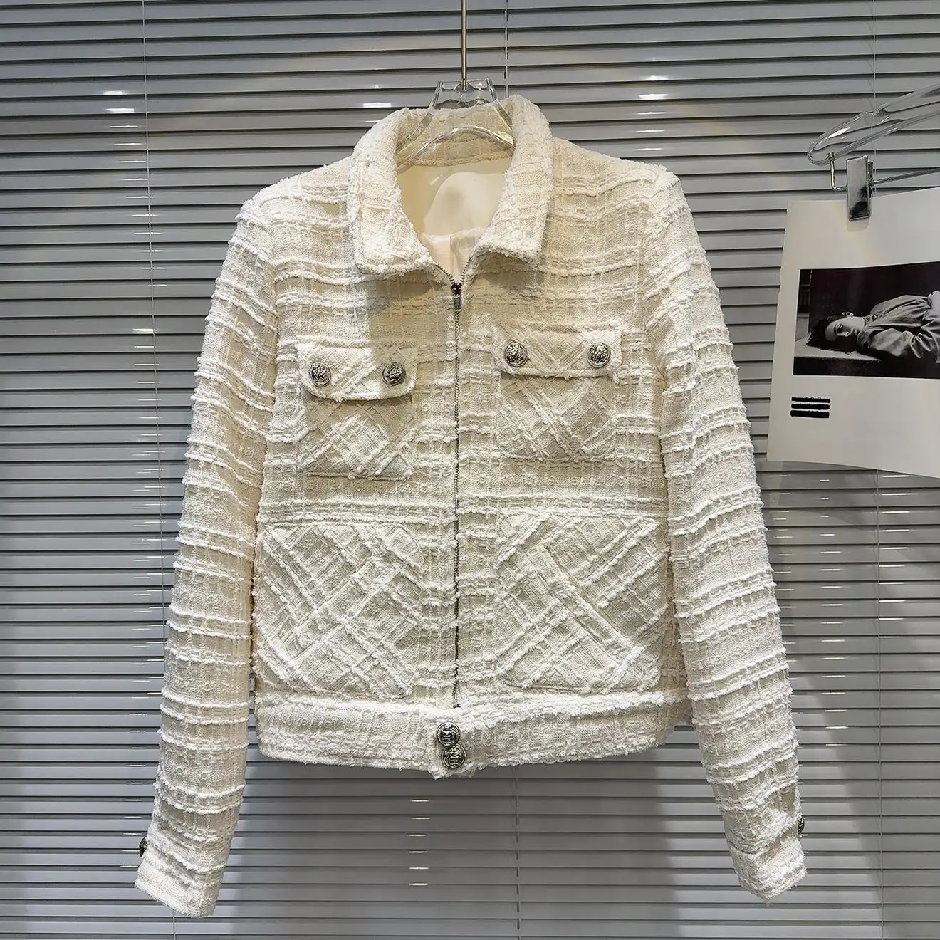 

Осень 2023, новая верхняя одежда Sle ort, женская твидовая ткань, модное женское пальто, прямая трубка, длинный све