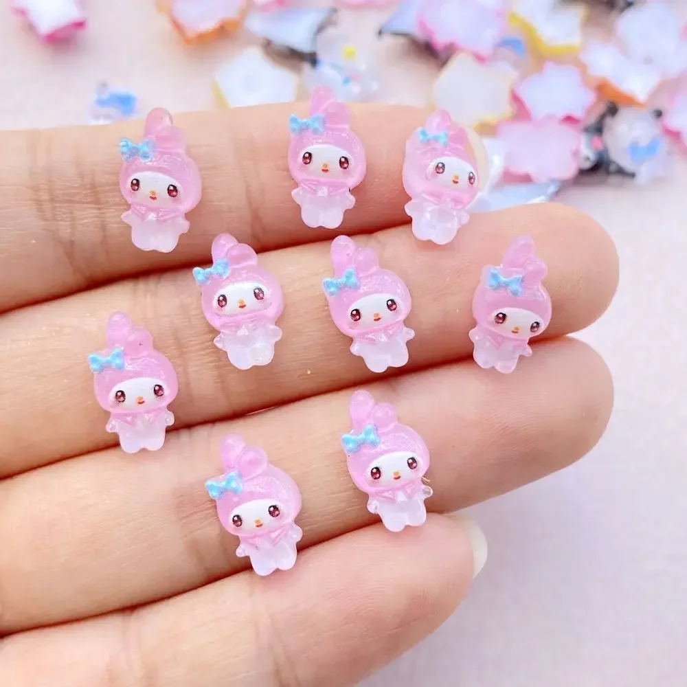 50 pcs Hars Mini Cartoon Animals Cats, Puppies, Rabbits Steentjes Beeldjes Nail Art Haarspeld Diy Plakboek Accessoires Ambachten