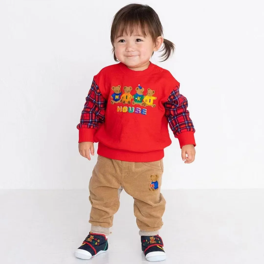 Boys Pants   Miki Autumn Winter New Girl Cartoon Bear Sweatpants Color Letter Logo Embroidery Trousers