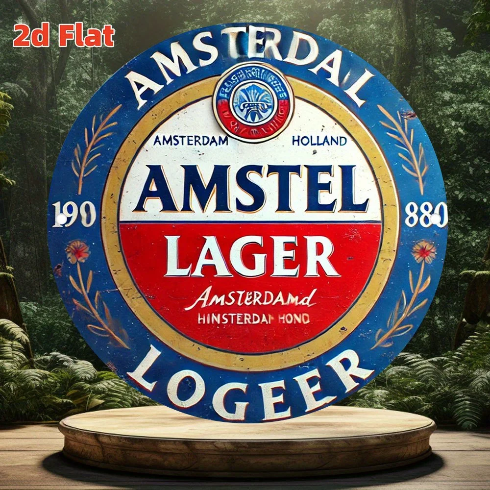Letrero de Metal Vintage de la Cerveza Amstel - Placa Decorativa de Metal Resistente para Pared, Decoración para Hogar, Oficina, Bar o Cuarto de Hombre