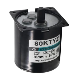 80KTYZ AC Motor 220V Motor Micro Slow Speed Machine 60W Permanent Magnet Synchronous Motor Small Motor Adjustable Direction