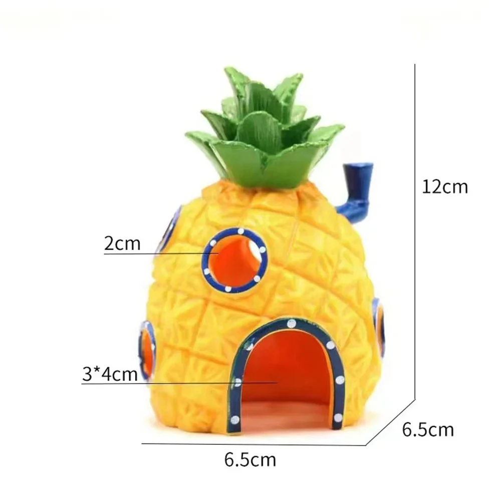 Cartoon Fish Tank Decor Figures Ornaments Simulation Pineapple House Resin Fish Tank Decoration Landscaping Aquarium Accessories