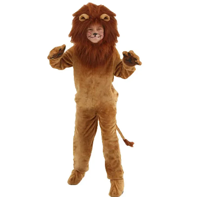 

RT01 Kids Adlut Long Haired Lions The Lion King Cosplay Costumes Fleece Furry Boy Lion Jumpsuit Halloween Animal Themed Part*Jk2