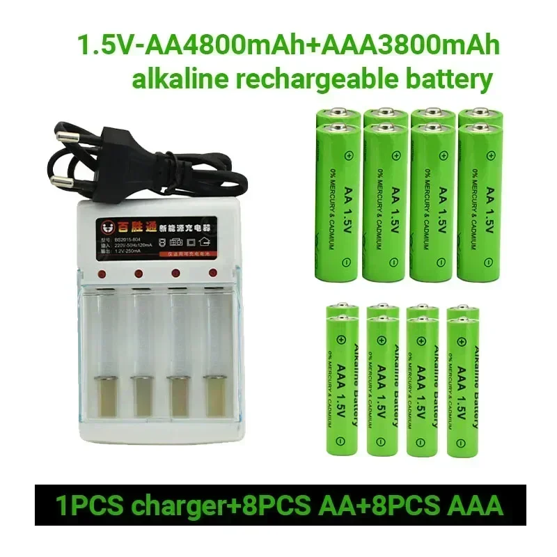 100% Оригинальный аккумулятор 1,5 в AA4800mAh + AAA3800mAh щелочной аккумулятор Ni-MH 1,5 V для часов, мышей, компьютеров, игрушек и т. д.