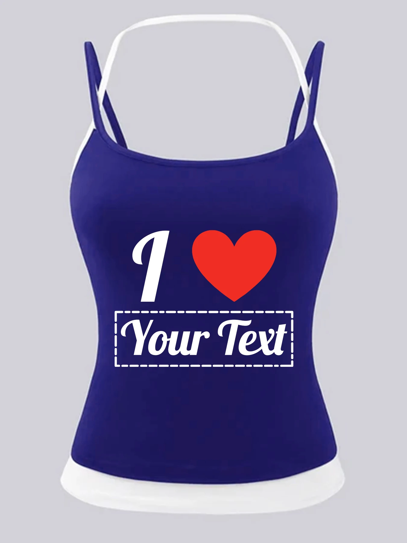 Personalisiertes Damen-Tanktop mit „I Love“-Text, sexy, modisch, lässig, Streetwear, Y2K, schlicht, Sommer, Sport, weiches Top, Bestie – Detail 12