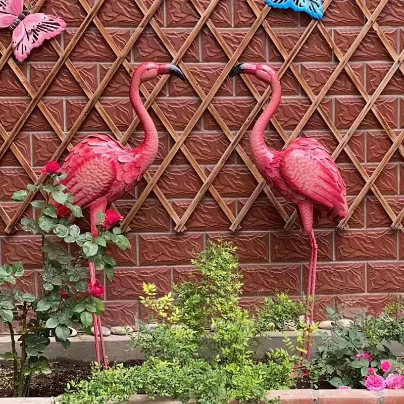 Creative Outdoor Iron Flamingo Statues Accessories For Home Decor For Country House Gardening Large Ornaments Statue Decoration